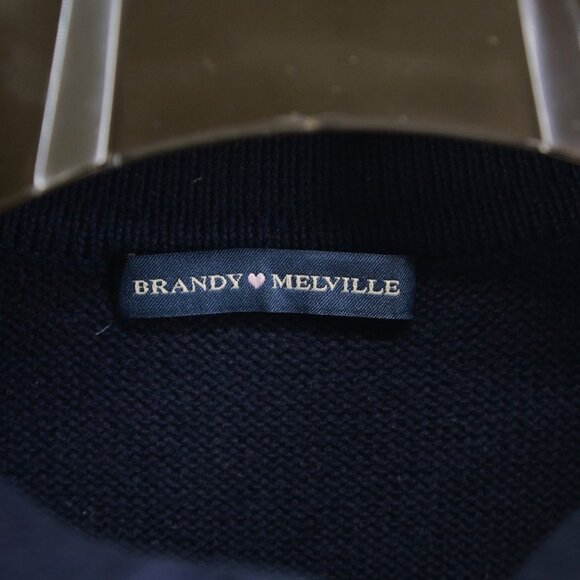 Brandy Melville Cotton Knit block Striped Sweater blue white 160 84A Size 14 - Picture 4 of 9